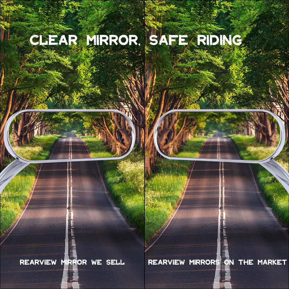 Chrome Motorcycle Mini Oval Mirrors For Yamaha V Star 650 XVS650 950 1100 1300 - Image 4 of 4