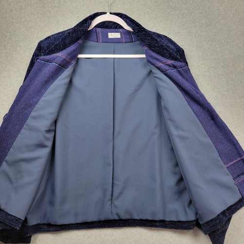 Chenille Jacket Womens Womens Large Blue Artsy Heavy Button Front Maria Phillips - Picture 2 of 11