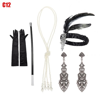 Set Accessori Flapper Donna Anni 20 - Costume Charleston Gatsby - Taglia Unica Nero - Wicked Fun
