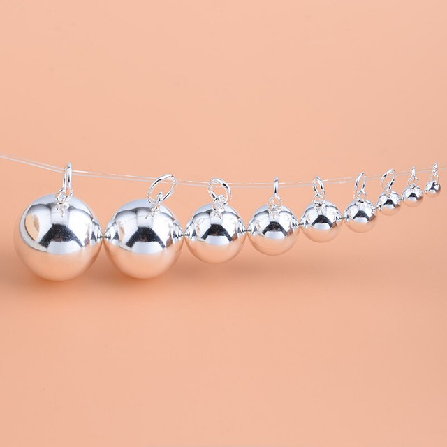 925 Sterling Silver Shiny Ball Bead Charm Small Pendant 4mm 5mm 6mm 8mm 10mm 925 Sterling Silver Shiny Ball Bead Charm Small Pendant 4mm 5mm 6mm 8mm 10mm