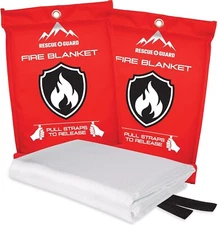 Emergency 39"x39" Fiberglass Fire Blanket - Lightweight, Safe Protection 2 Pack 