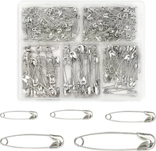 500 Ps 5 Sizes Safety Pins Assorted Size Rust-Resistant Nickel Plated Steel Asso