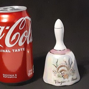 Vintage Virginia Beach, Virginia Souvenir Ceramic Bell Opalescent w Seashells