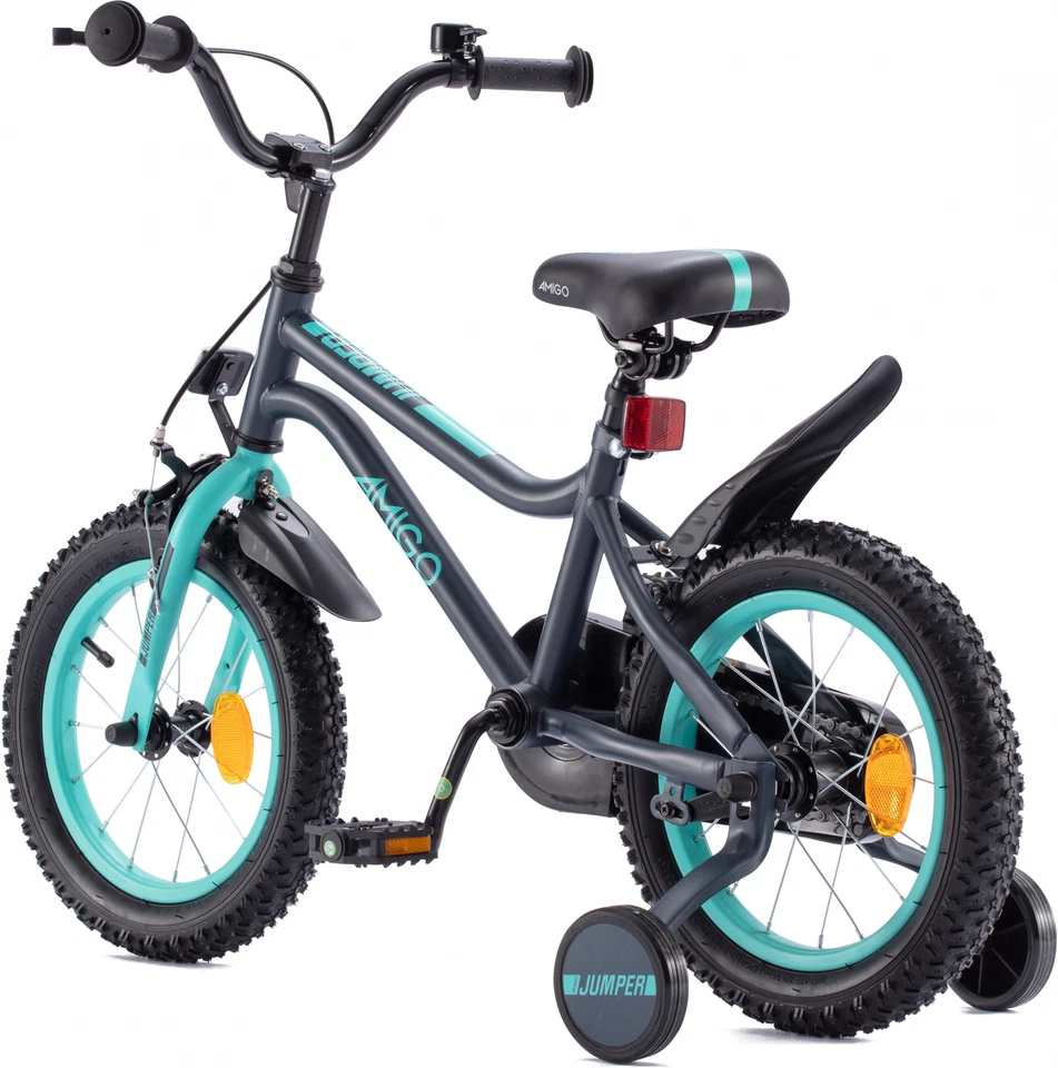 12 Zoll Kinderfahrrad BMX Fahrrad für Jungen und Mädchen Stützrädern Jumper Blau - Bild 3 von 4