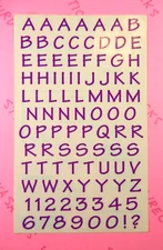 Vintage Mrs. Grossmans Purple Alphabet Letters & Numbers Sticker Sheet