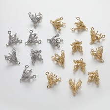 10pcs Gold/Silver Tone Drilled Bead Cap,Peg For Half Drilled Pearl Mount Pendant