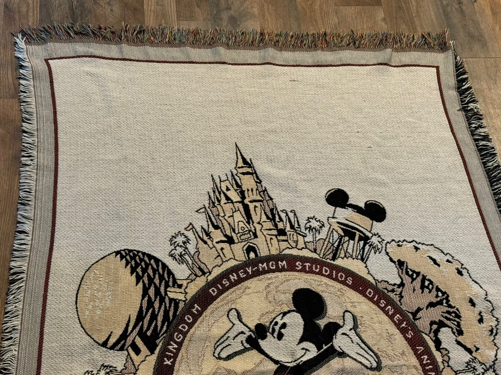 Vintage Disney World Mickey Mouse Tapestry Throw Blanket 2000 Epcot MGM Studios