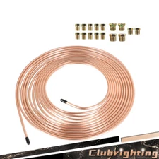 Brake Line Tubing Kit & 16 Fittings 25 Ft 3/16 OD  Copper and Nckel Coated