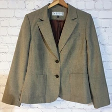 Travis Ayers Womens Size 12 Brown/Olive Color Plaid Blazer Jacket
