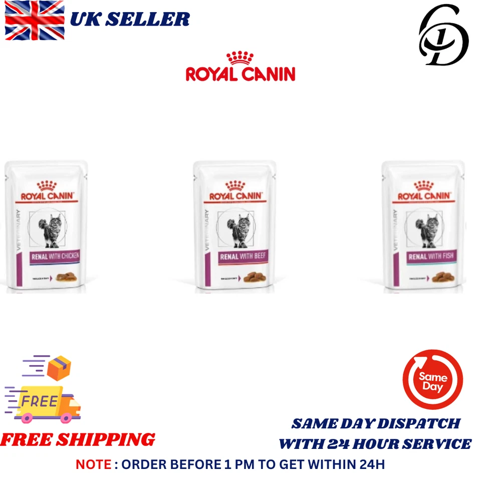 Royal Canin Renal Veterinary Cat Wet Pet Food Fish, Chicken, Beef 12 pack x 85g