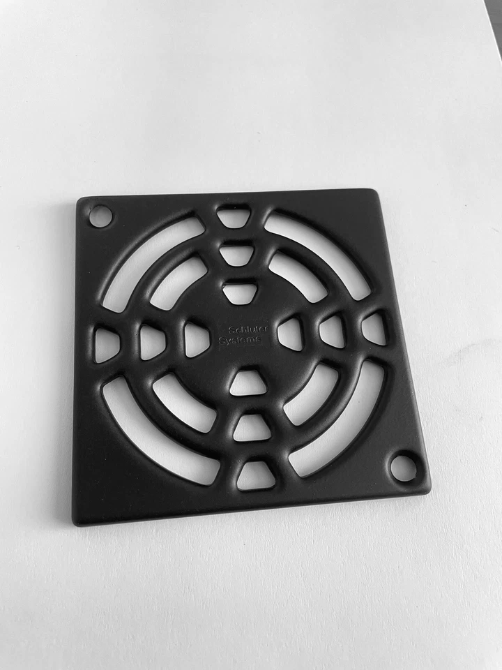 Rejilla cuadrada de acero inoxidable Schluter Kerdi de 4 pulgadas - diseño Rejilla negro mate Foto 3 de 3