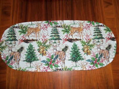 New Christmas Deer/Evergreen/Holly Sm Table Runner--Toilet Tank Topper--Shelf