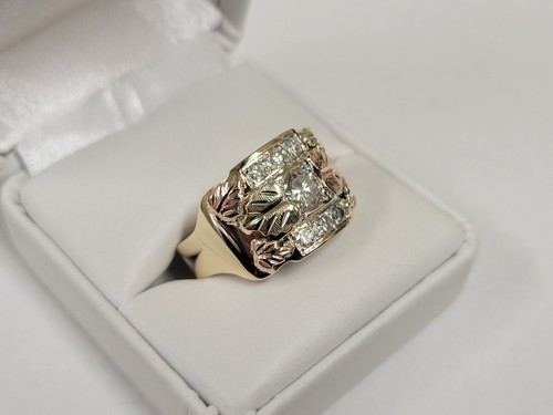 14k Round Diamonds 1.04ctw. Custom Made Black Hills Gold Mens Ring Size 11.5 - Picture 9 of 14