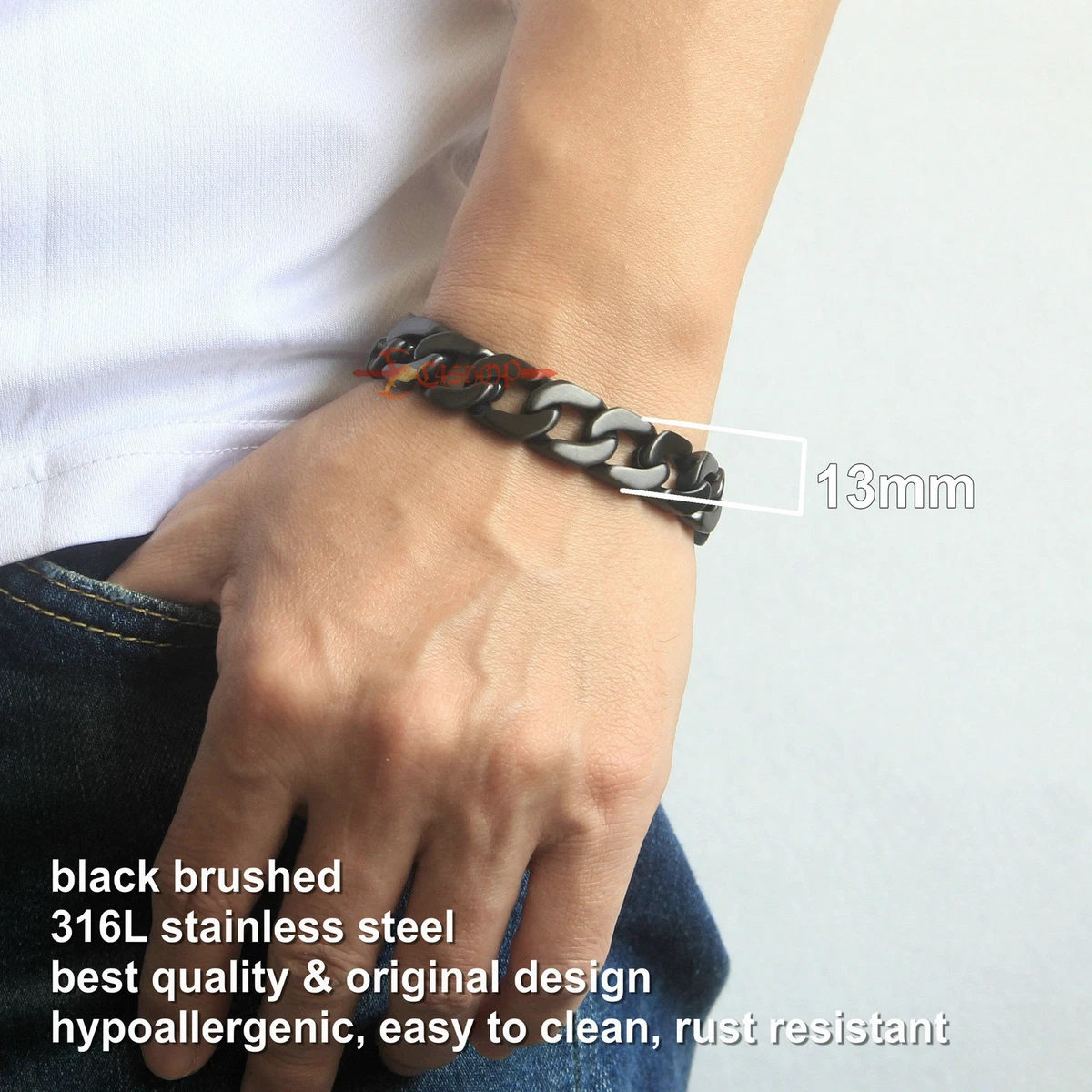 Parts of Four Roman Medium Link bracelet - Black