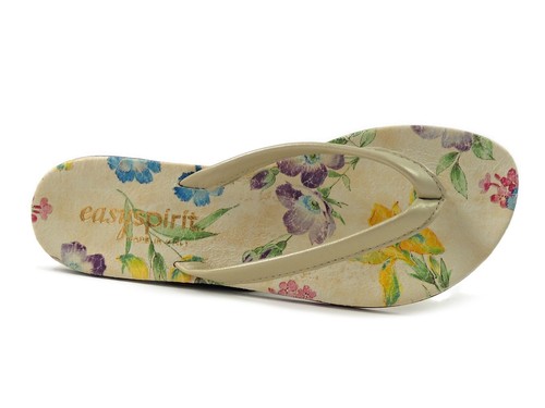 Easy Spirit Women's Lily Flower Thong Sandal Floral Cream Leather Size 6 M - Picture 4 of 6