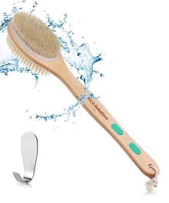 Slick Double Sided Shower Brush - Back Scrubber Bath Brush Long Handle