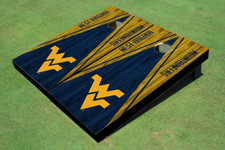 West Virginia University Navy and Gold Matching Wood Look Triangle Cornhole Boar