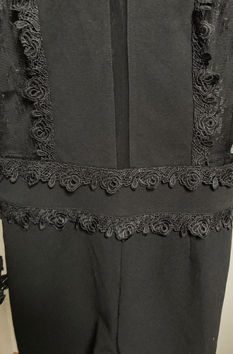 VENUS-BLK-1-PC SHORTS ROMPER-L/S LACE SLVS & DETAIL-BACK ZIP-STRETCH-2-NWOT - Picture 6 of 13