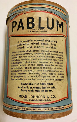 Pablum Invention Pablum Baby Food Cereal Carton Mead Johnson & Co Advertising Vintage ...