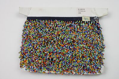 Navy Blue and Mulitcolor Seed Beaded Fringe Trim 11 Yards NEW Sewing D1