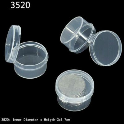 PP Clear Round Boxes Plastic Jewelry Bead Pill Storage Cute Small Containers