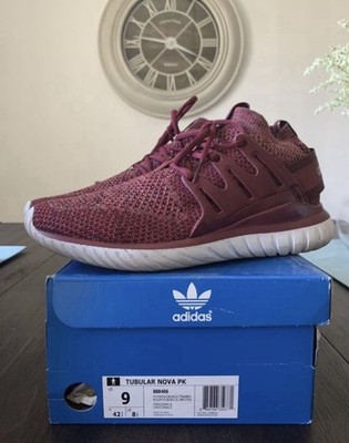 adidas Tubular Nova PK Primeknit Mystery Red Burgundy BB8406 Men's Sneakers