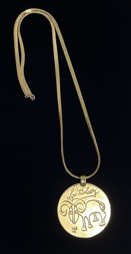 Vintage Gold Tone French Zodiac Le Belier Aries Pendant Necklace - Picture 8 of 23