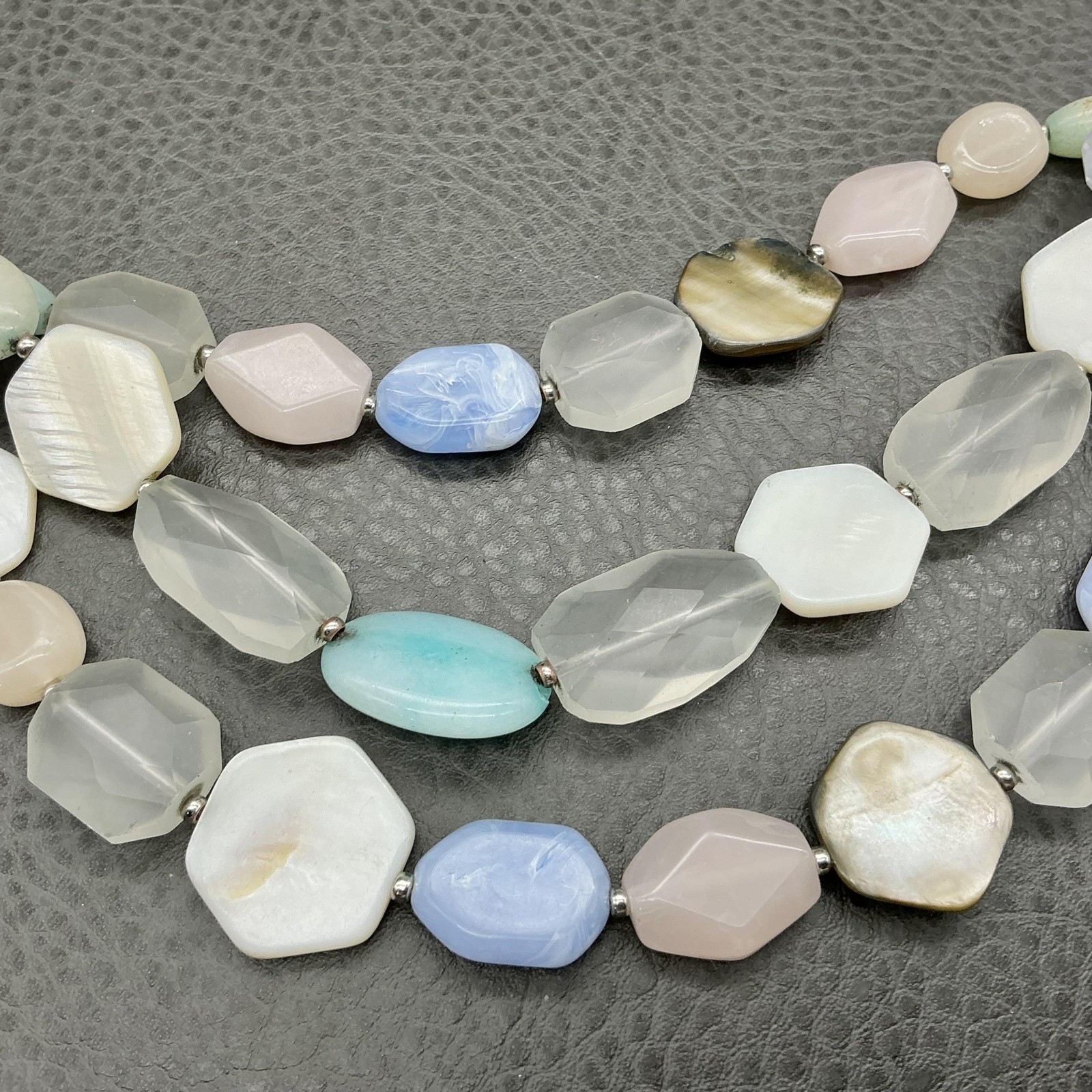 LOFT Necklace Multicolor Beaded Shell Layered 20 … - image 5