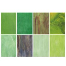 8 Sheets Stained Glass Sheets,4"x6" Variety Mosaic Tiles,Green Series
