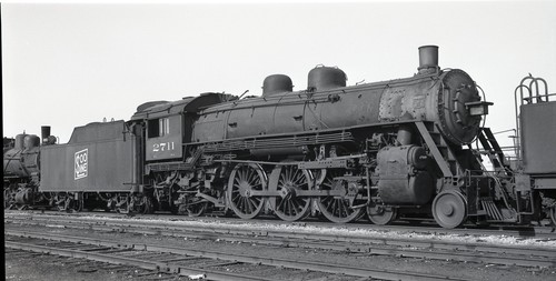 MS Orig 2x4 B/W Negative SOO LINE 4-6-2 #2711 Schiller Park IL 1955