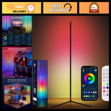 RGB LED Corner Floor Lamp - Smart App  Remote Control, Music Sync Color Changin