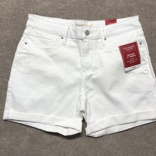 Levi s Women s White Cuffed Shorts Size 6 Mid Rise 5 Inseam Denim