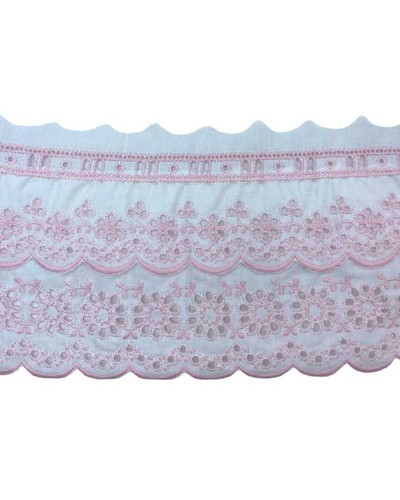 50 Cm Passamaneria Pizzo Sangallo Arricciato Passanastro Doppia Balza Rosa Alto - Bild 2 von 4