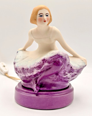 BEAUTIFUL, VINTAGE FULPER BALLERINA PERFUME LAMP- CA:1920'S- PURPLE GLAZE -EXLNT