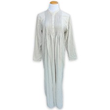 LL Bean Dobby Nightgown Women s M Flannel Pintuck Praire Cottagecore Granny