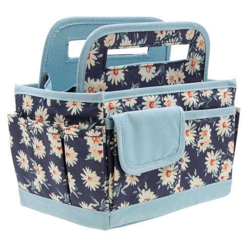Multipurpose Fabric Tote Bag Storage Caddy with Multiple Pockets in Blue Floral - Afbeelding 4 van 7