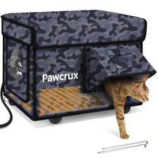 Weatherproof Heated Cat House for Outdoor in Winter, Heated Cat Bed Kitty She...