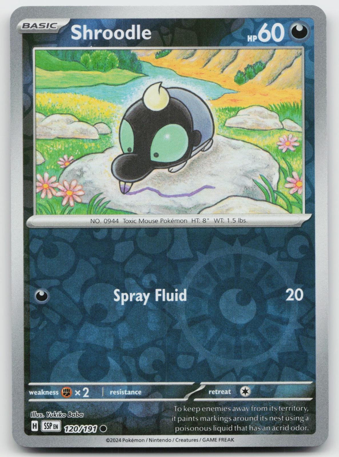 Shroodle 120/191 Common Surging Sparks Pokemon Reverse Holo Near Mint