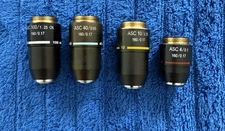 Motic ASC 100x 40x 10x & 4x Microscope Objective Lenses Lot of 4