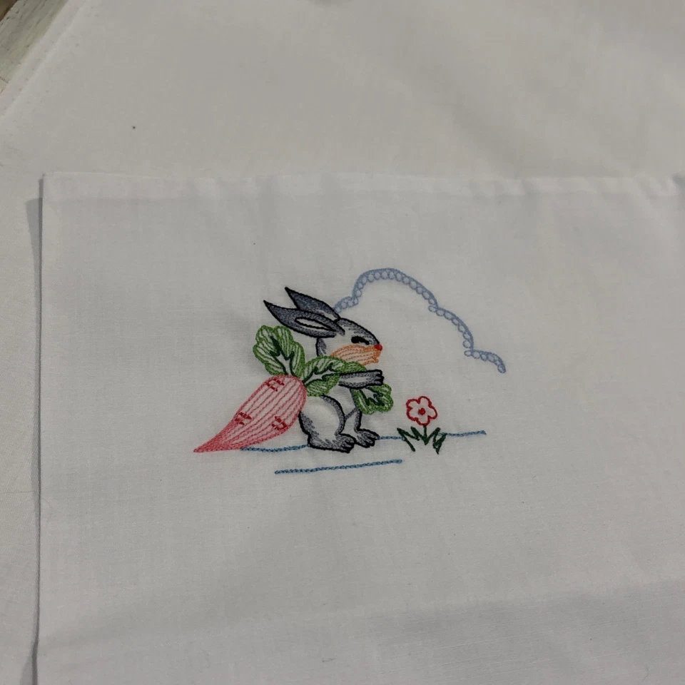 Sábana y funda de almohada bordada para cuna de bebé conejito conejos hechos a mano Foto 3 de 4