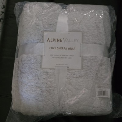 Alpine Valley Cozy Sherpa Wrap Blanket White 50 x 60 in Rectangular