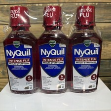 Vicks NyQuil Intense Flu Multi Symptom, 3 bottles 12 fl oz each, EXP 08/2027