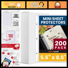 200 Pack Mini Sheet Protectors 5.5x8.5 Heavyweight for 3-Ring Binders, Clear