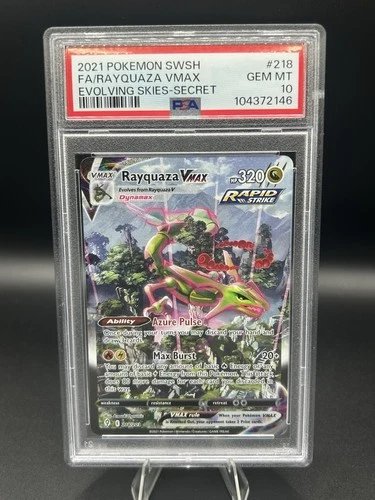 Pokémon TCG 2021 Rayquaza VMAX SWSH Evolving Skies #218/203 GM PSA 10