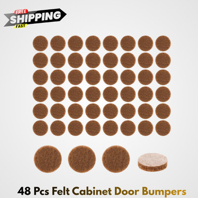 48 PCS 1/2 Inch Brown Round Self Adhesive Felt Pad Quiet Cabinet Door Bumper