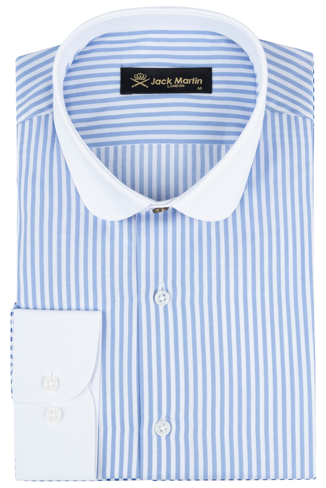 Camisa Formal Jack Martin Para Hombre Azul Rayas Cuello Penny Años 20 Estilo Vintage