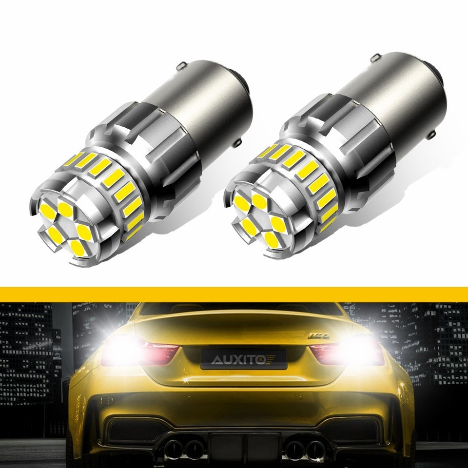 AUXITO 1156 LED Reverse Backup Light Bulbs – 6500K White, CANbus, 4000 Lumens (2-Pack)