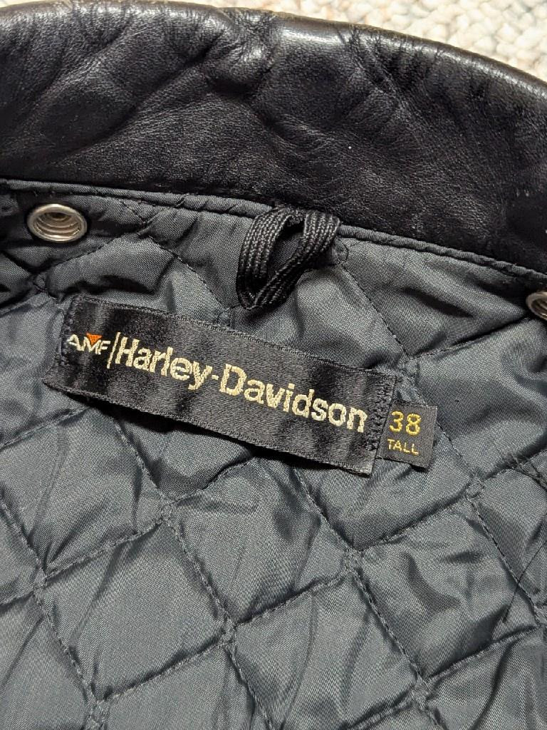 vintage 1970s jacket HARLEY DAVIDSON black 38 tall long AMF