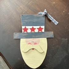 Handmade & Painted Wooden Uncle Sam Decoration Wall Hanging 4th of July 🇺🇸