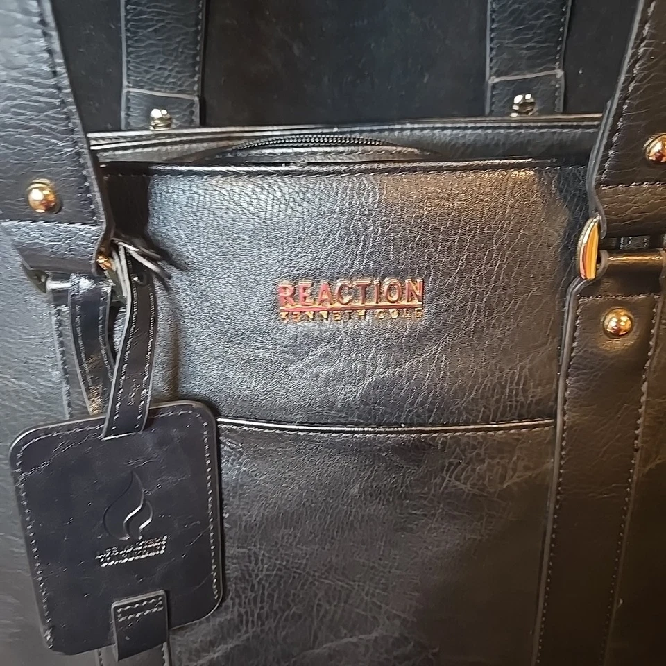Kenneth Cole Reaction Cuero Negro Laptop Maletín Bolso Asas Correa para el Hombro Foto 2 de 4